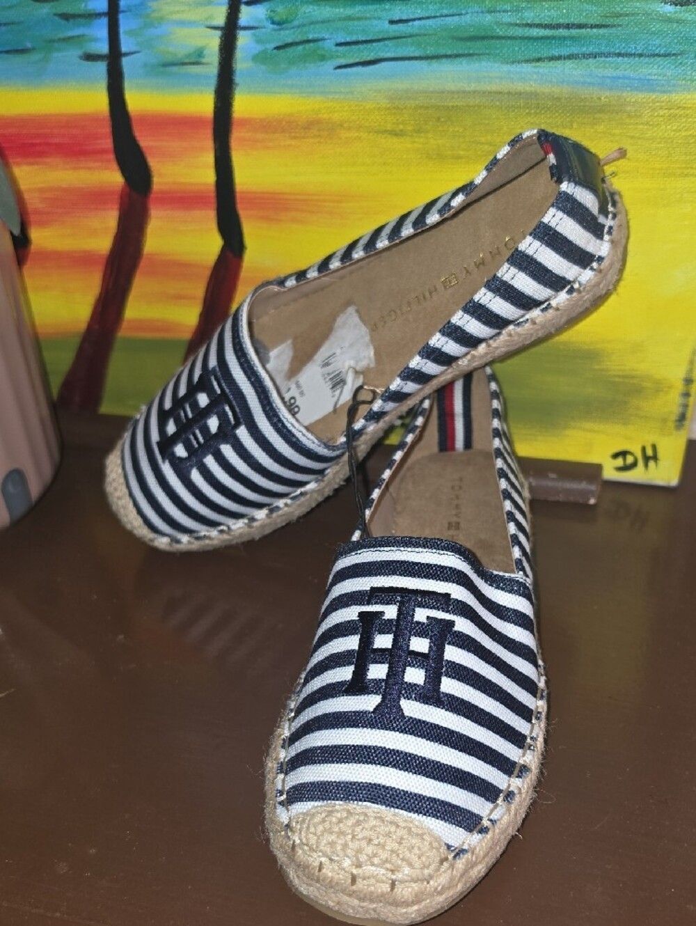 Tommy Hilfiger Navy & White Striped Espadrille Slip-Ons - Picture 4 of 4